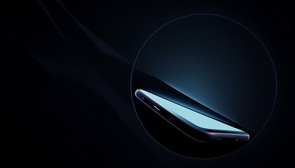 Mobile on blue and black background