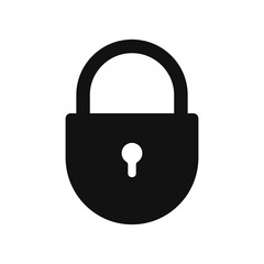 Black closed lock or padlock icon