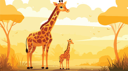 Giraffe doodles draw art background cutes 2d flat c