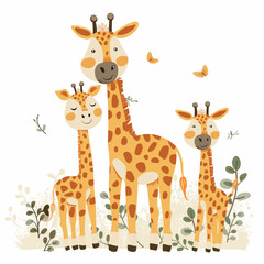 Fototapeta premium Cute giraffe family 