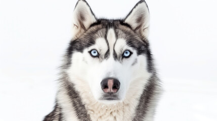 Obraz premium A Siberian Husky with piercing blue eyes,
