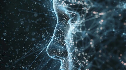 Close up abstract silhouette of a human face showing AI concept