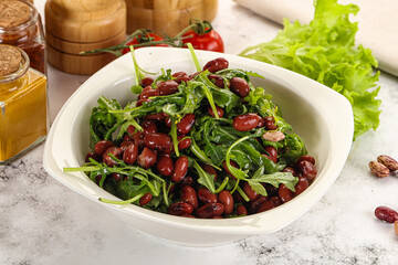 Red canned beans with arugula