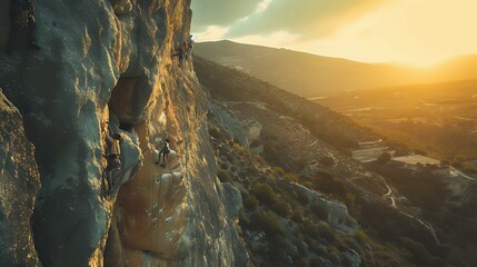 Scaling Heights at Sunset./n