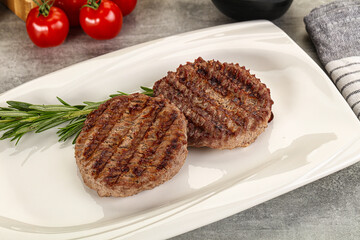 Grilled two beef burger cutlet