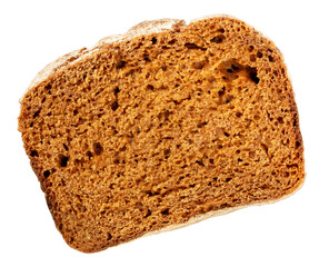 Slice of fresh delicious dark bread on white background in sunlight. Isolated