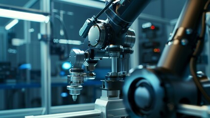 Fototapeta na wymiar Close-Up of Automated Machine in Factory