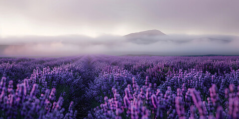 Purple lavender flower blossom field in countryside. Banner of nature . - 781107341