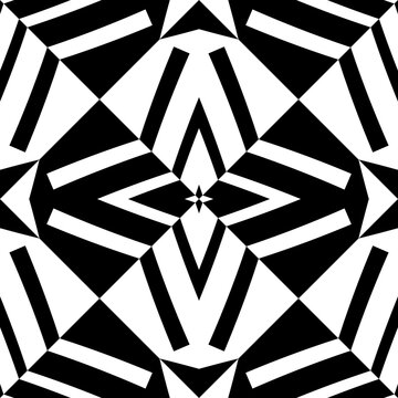 Abstract pattern with decorative geometric  elements. Black and white ornament. Modern stylish texture repeating. Great for tapestry, carpet, bedspread, fabric, ceramic tile, pillow