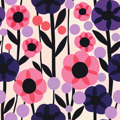 Boho retro flowers seamless pattern tile