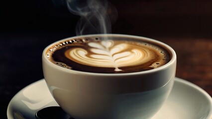 Cup of delicious coffee on a white plate. Ai Generated - obrazy, fototapety, plakaty