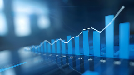 Photo blue growth graph business chart data diagram on success financial presentation background 