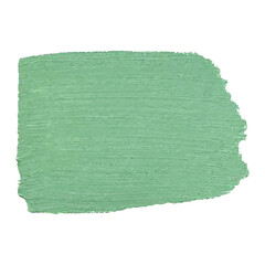 Acrylic light green texture, brush stroke, hand drawing isolated on white background.