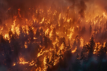 Wildfire in a forest - obrazy, fototapety, plakaty