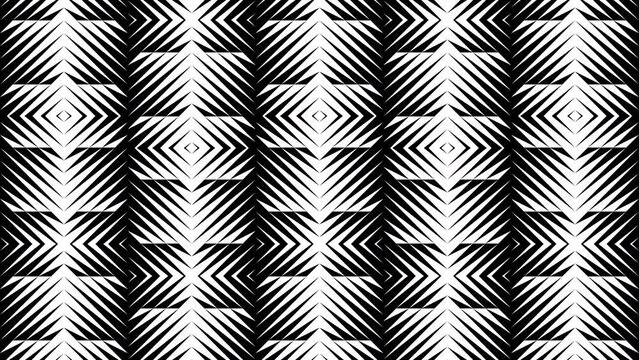 Abstract creative black and white geometric shape zigzag stripe motion background. Video animation Ultra HD 4k footage.