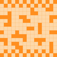 Seamless pixelated pattern. Abstract pixel orange geometric squares and lines background.

