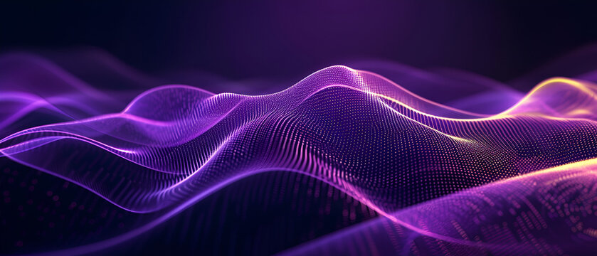 Abstract Background with Yellow Glowing Wavy Parallel Lines