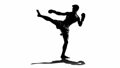 Fototapeta na wymiar Muay Thai in the black and white version