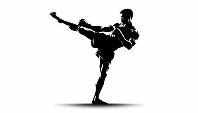 Muay Thai in the black and white version