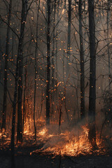 Wildfire in a forest