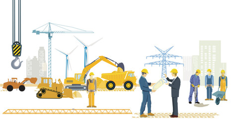 Bauarbeiter auf der Leitungs-Baustelle,  illustration - 781110924