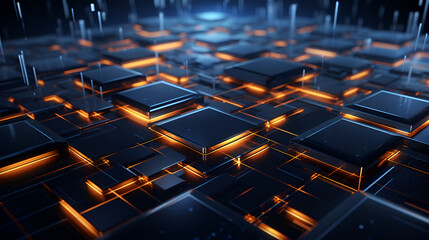 Obraz premium Abstract Geometric Background with Isometric Digital Art