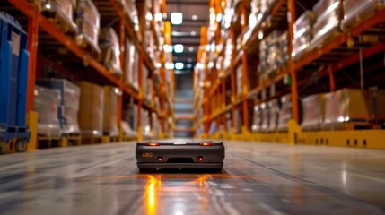 Automated Warehouse Robot Navigating Through Storage Aisles