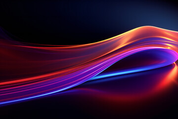 Abstract Blue and Gold Light Waves on Black Background