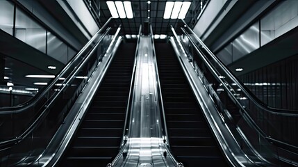 Escolator close-up in minimal tone.