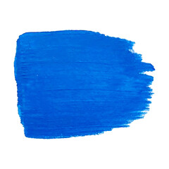 Acrylic blue texture brush stroke hand drawing, isolated on white background.