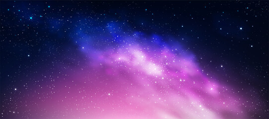 Night Sky Galaxy,Cloud with Nebula,Starry in Dark Blue Background,Universe filled with Star light in Purple,Pink,Beautiful Nature Star field with Milky Way,Horizon banner colorful cosmos,stardust