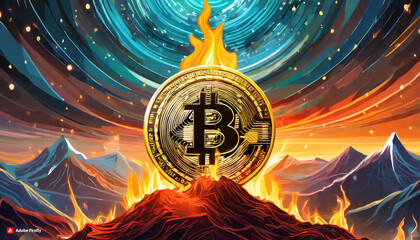 Flames of Fortune: The Rise of Cryptocurrency - obrazy, fototapety, plakaty