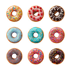 Different sprinkled donuts in close up
