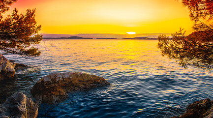 amazing croatian coast, Croatia, Europe, Adriatic sea, coast between Primosten and Sibenik	.....exclusive - this image is sold only on Adobe stock - obrazy, fototapety, plakaty