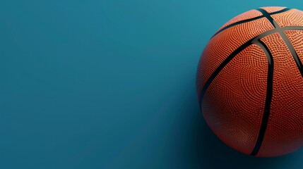 Obraz premium Basketball on a blue background, ideal for banners with ample copy space, AI Generative.
