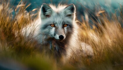 arctic fox in grass