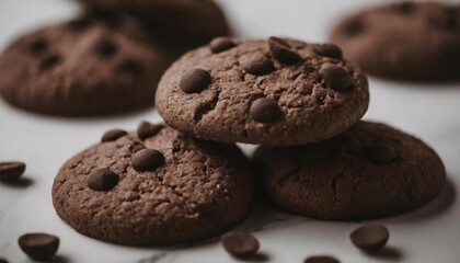 Fototapeta na wymiar soft chocolate chip cookies isolated on white background