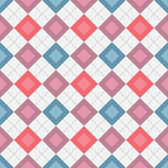 Japanese Colorful Diamond Checkered Vector Seamless Pattern