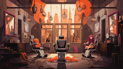 Hair Salon digital design vector illustration 2d fl - obrazy, fototapety, plakaty