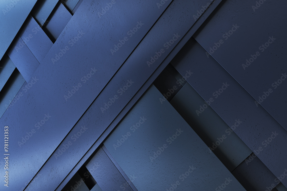 Poster creative dark blue linear backdrop. landing page concept. 3d rendering.