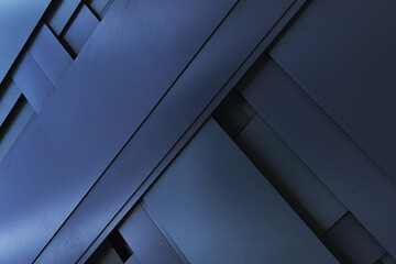Creative dark blue linear backdrop. Landing page concept. 3D Rendering.