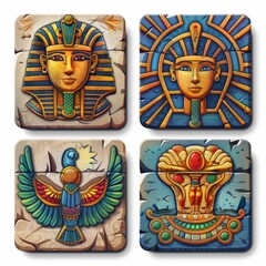 Obraz premium Set of icons with Egyptian gods. Ancient Egypt symbols for games.