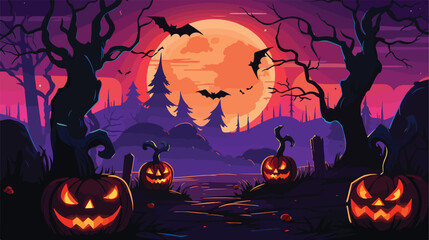 Halloween 2d flat cartoon vactor illustration isola - obrazy, fototapety, plakaty