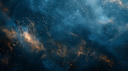 Obraz premium Abstract canvas of deep blue, sprinkled with gold particles, elegant contrast, luxury in simplicity, AI Generative