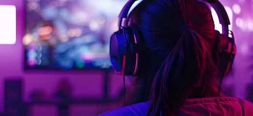Esports Championship with Woman Wearing Headphones