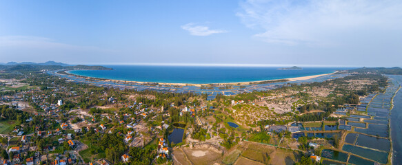 Obraz na płótnie Canvas Aerial view of O Loan lagoon in sunset, Phu Yen province, Vietnam