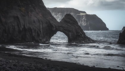 mosteiros beach on the island of sao miguel in the azores rock formation in coastline landscape