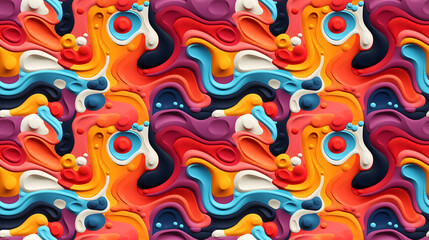 Fototapeta na wymiar Playful and whimsical abstract pattern with a mix of shapes and colors, psychedelic art