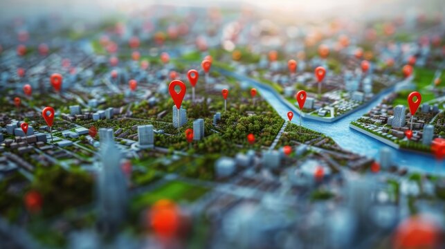 map with multiple red pins indicating locations in the city