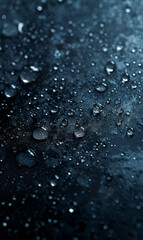 Fototapeta premium Macro photo of condensation droplets against darkness.